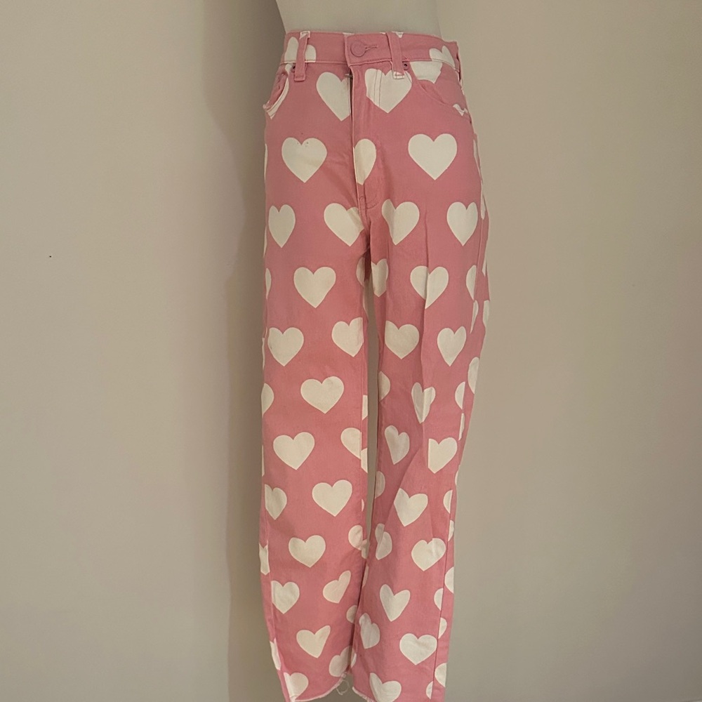 Lazy Oaf Pink Heart Straight Leg Jeans